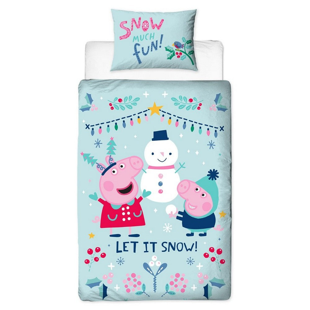 Blue - Front - Peppa Pig Snowman Duvet Cover Set