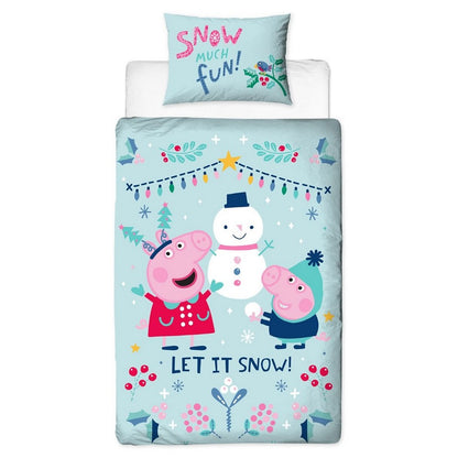Blue - Front - Peppa Pig Snowman Duvet Cover Set