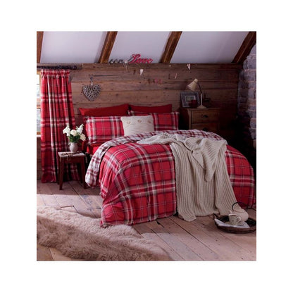 Red-Cream - Back - Catherine Lansfield Kelso Tartan Duvet Cover Set