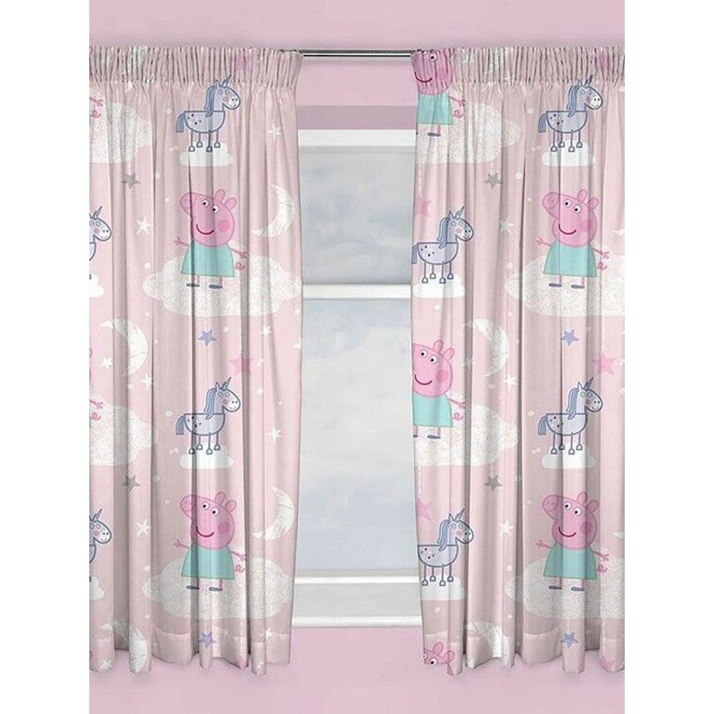 Pink - Front - Peppa Pig Stardust Pencil Pleat Curtains (Pack of 2)
