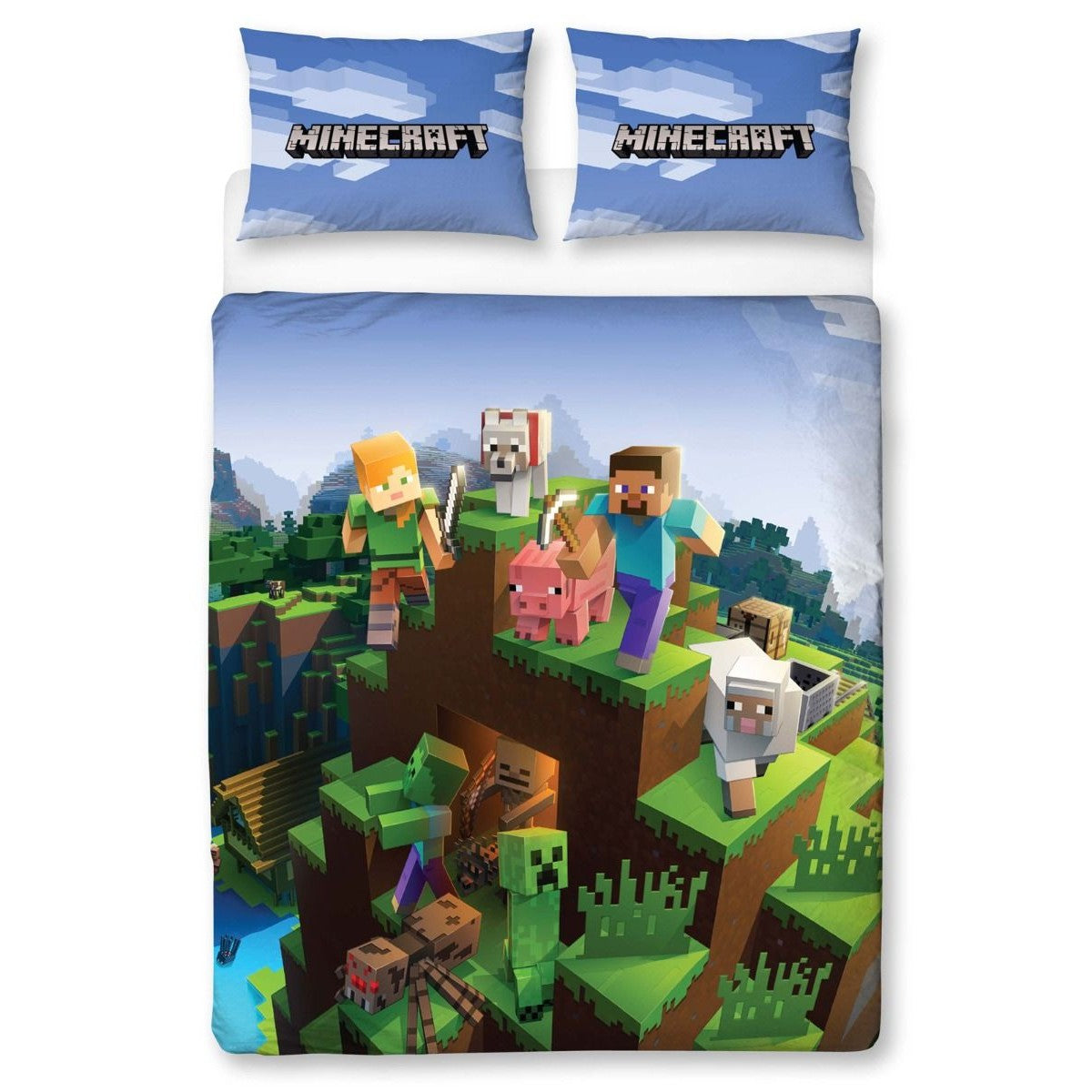 Green-Blue - Back - Minecraft Epic Duvet Cover Set