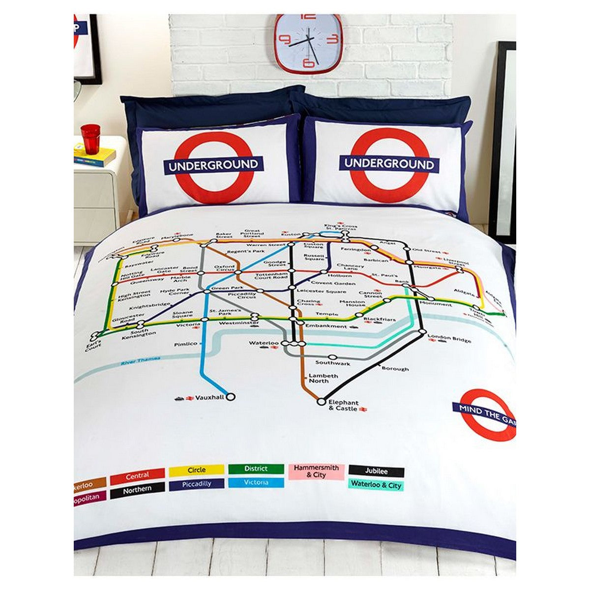 White - Front - Rapport Tube Map Duvet Cover Set