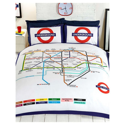 White - Front - Rapport Tube Map Duvet Cover Set
