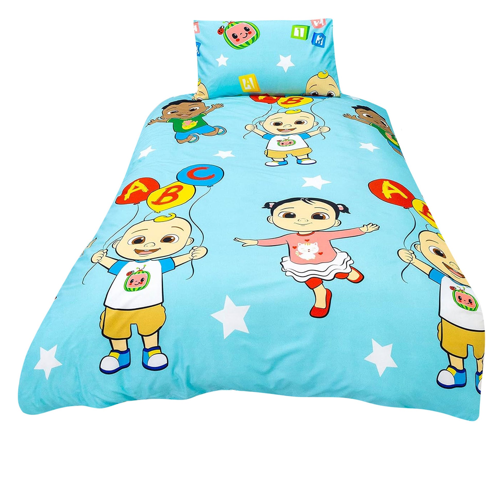 Blue-White-Green - Back - Cocomelon Friends Duvet Cover Set
