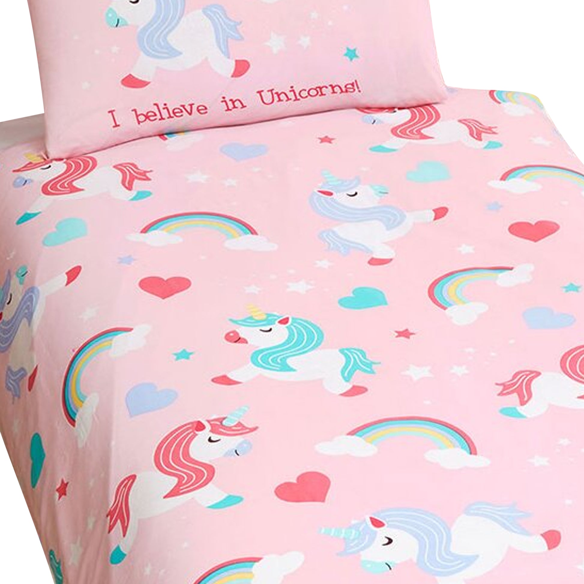 Pink - Back - Bedding & Beyond Childrens-Kids I Believe In Unicorns Duvet Cover Set