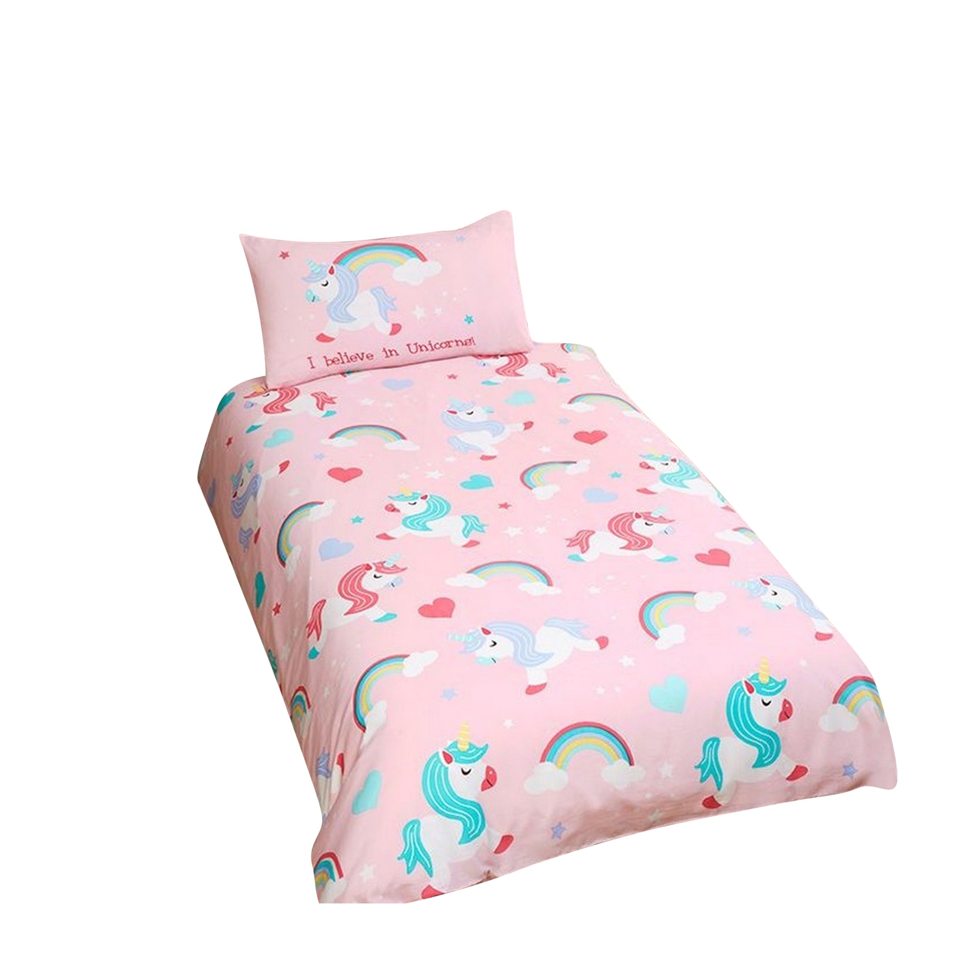 Pink - Front - Bedding & Beyond Childrens-Kids I Believe In Unicorns Duvet Cover Set