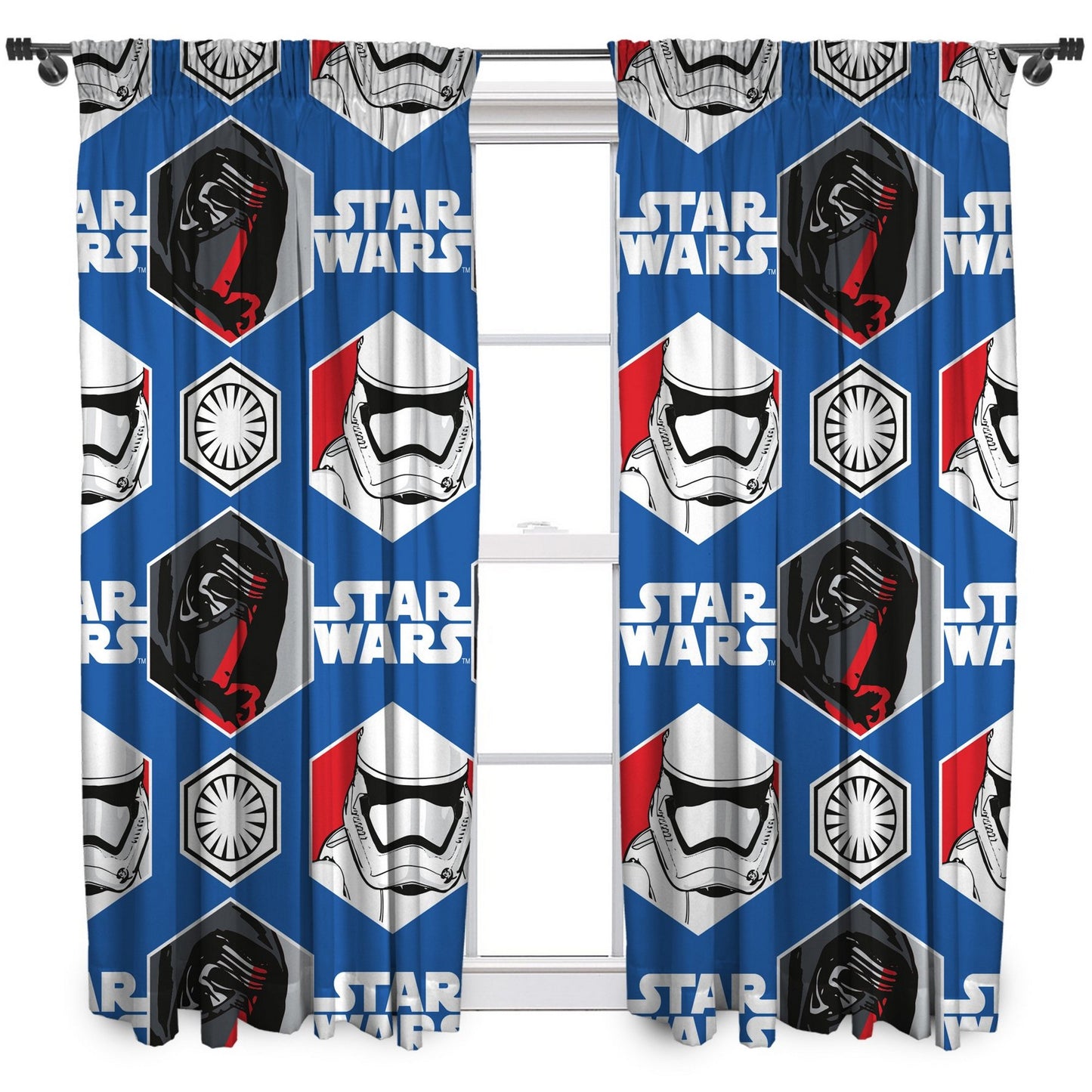 Blue - Front - Star Wars Episode VII Awaken Pencil Pleat Curtains (Pack Of 2)