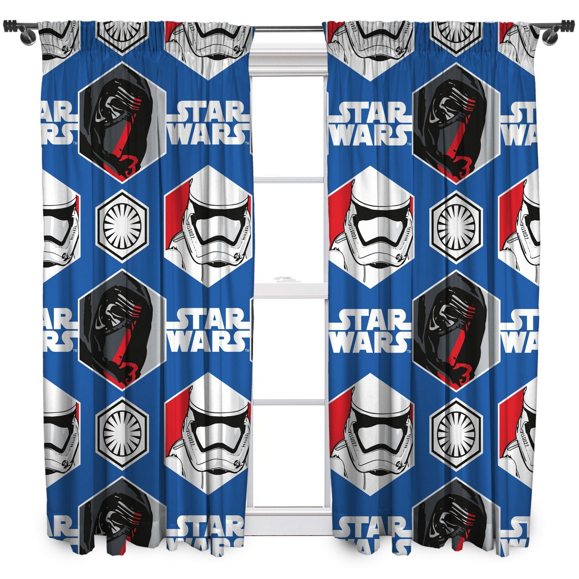 Blue - Front - Star Wars Episode VII Awaken Pencil Pleat Curtains (Pack Of 2)