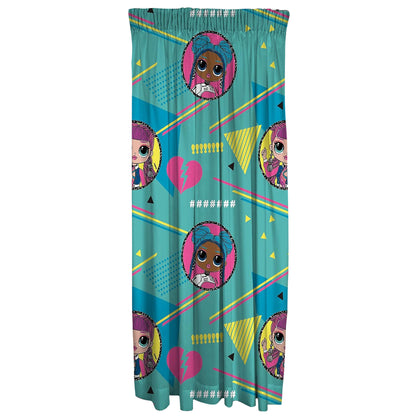 Turquoise-Pink-Yellow - Back - LOL Surprise OMG Beat Pencil Pleat Curtains (Pack of 2)