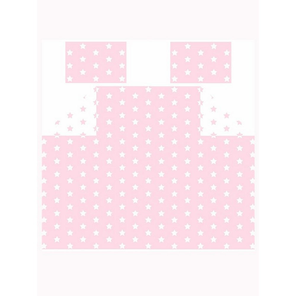 Pink-White - Side - Bedding & Beyond Stars Fitted Bed Sheet Set