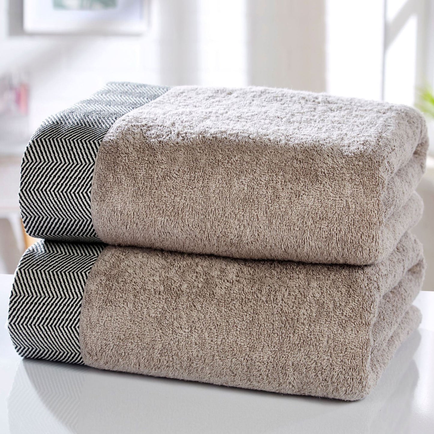 Natural - Front - Rapport Tidal Towel Bale Set (Pack of 2)