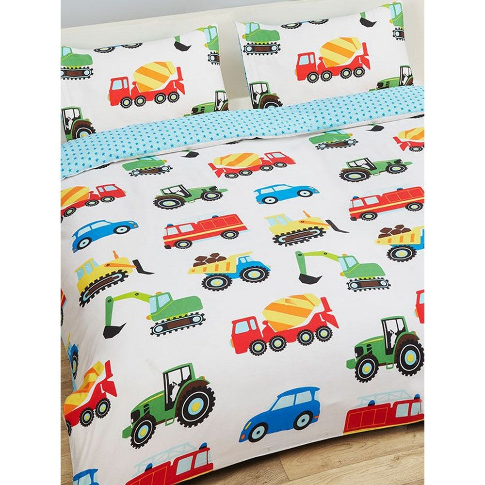 White-Blue-Red - Lifestyle - PriceRightHome Childrens-Kids Trucks & Transport Duvet Cover Set