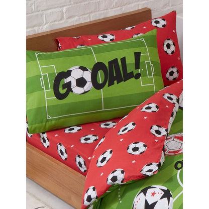 Red-Black-White - Front - Bedding & Beyond Football Fitted Bed Sheet Set