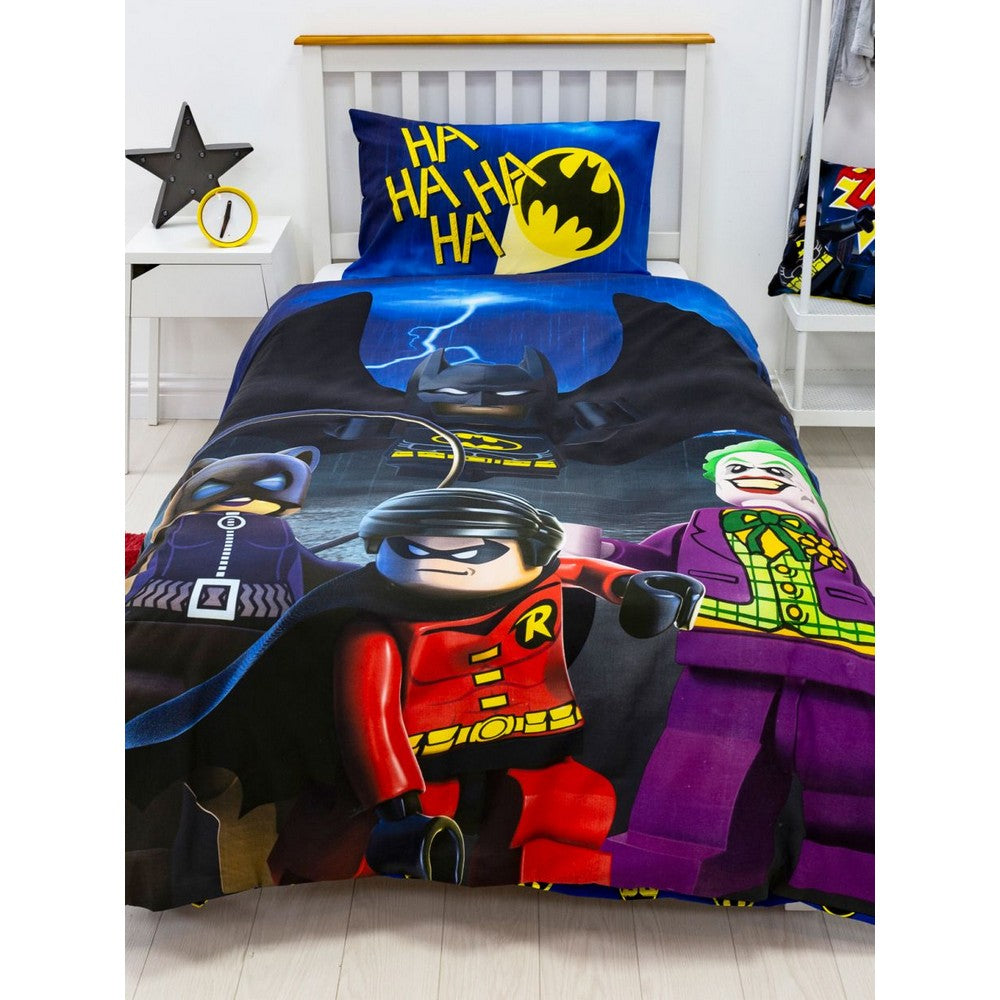 Blue-Black-Red - Front - Lego Superheroes Challenge Duvet Cover Set