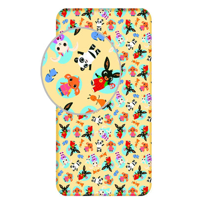 Pale Yellow - Side - Bing Bunny Cotton Fitted Sheet