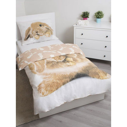 Brown-White - Side - Cotton Bunny Duvet Cover Set