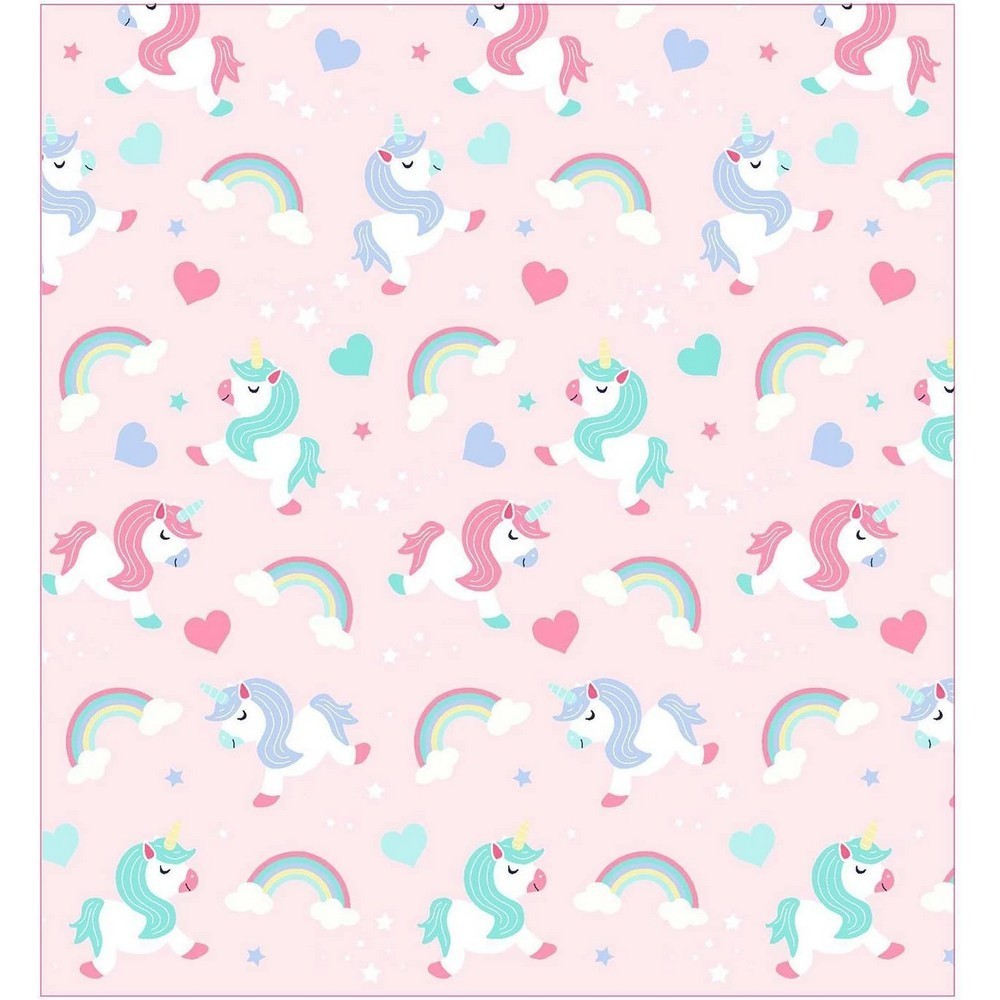 Pink - Side - I Believe In Unicorns Lined Curtains (Pack Of 2)