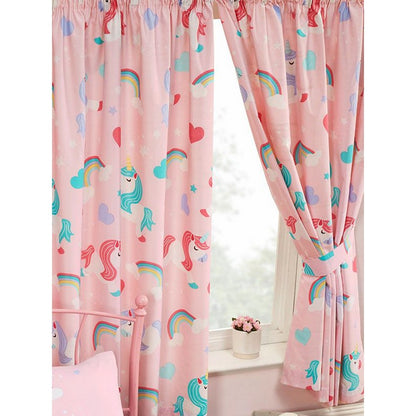 Pink - Front - I Believe In Unicorns Lined Curtains (Pack Of 2)