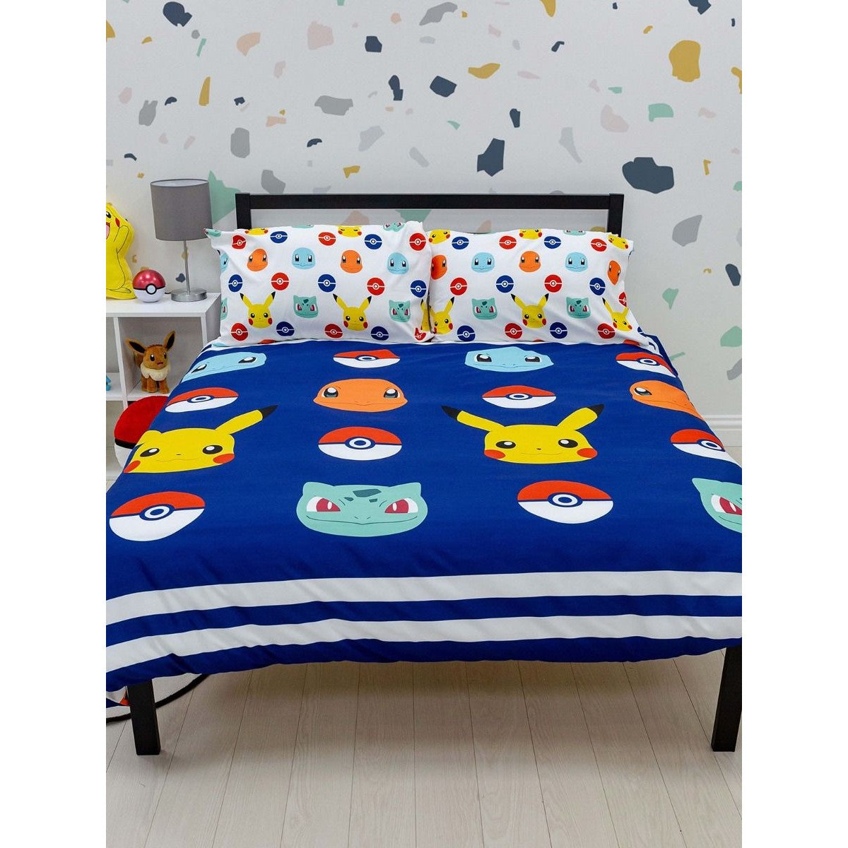 Blue-White-Yellow - Back - Pokemon Badge Duvet Cover Set