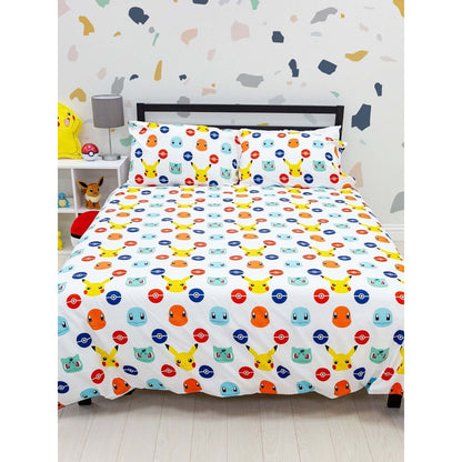 Blue-White-Yellow - Side - Pokemon Badge Duvet Cover Set