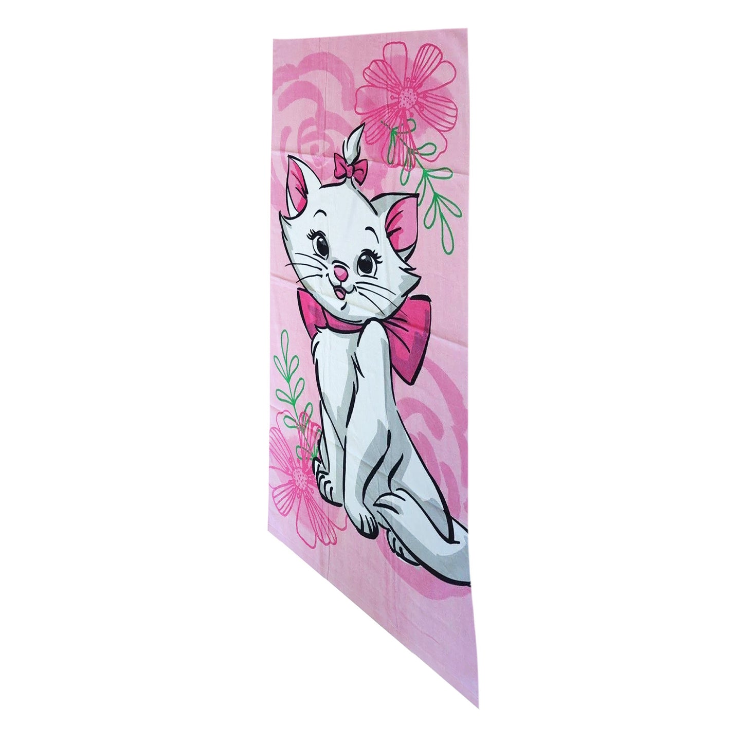 Pink-White - Side - The Aristocats Marie Floral Cotton Beach Towel