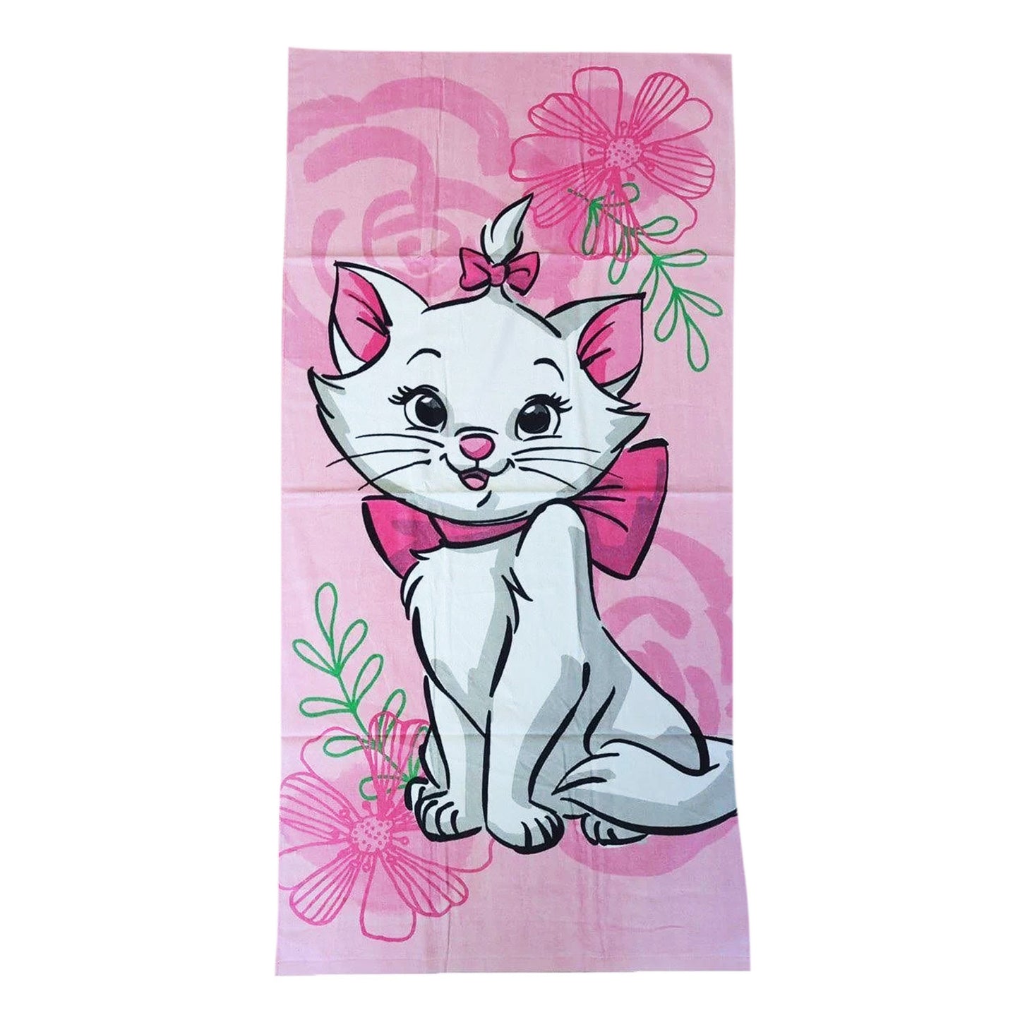 Pink-White - Front - The Aristocats Marie Floral Cotton Beach Towel