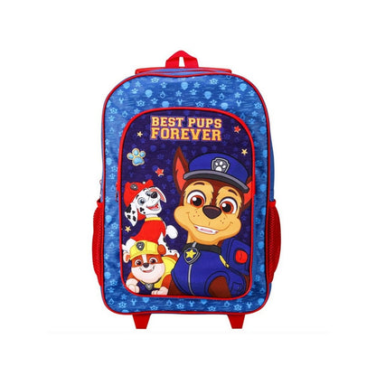 Blue-Red - Back - Paw Patrol Best Pups Premium Wheeled Trolley Bag