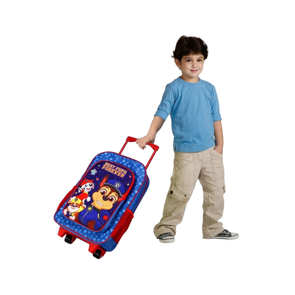 Blue-Red - Side - Paw Patrol Best Pups Premium Wheeled Trolley Bag