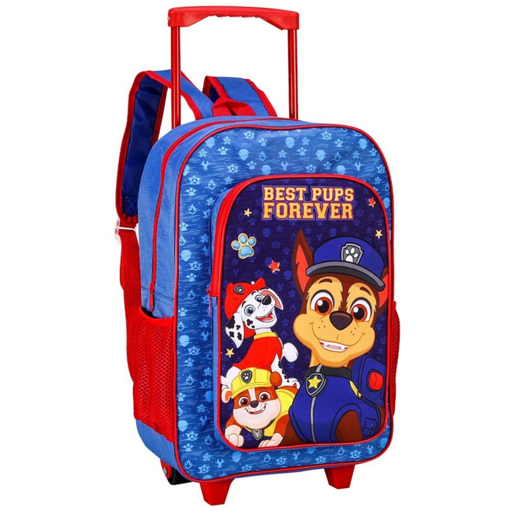 Blue-Red - Front - Paw Patrol Best Pups Premium Wheeled Trolley Bag