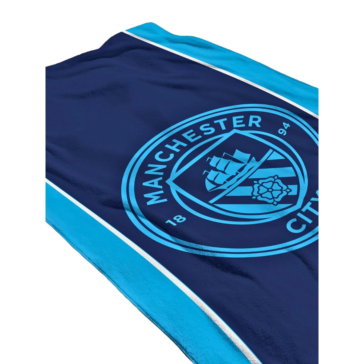 Blue - Side - Manchester City FC Crest Cotton Beach Towel