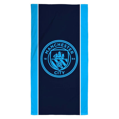 Blue - Front - Manchester City FC Crest Cotton Beach Towel