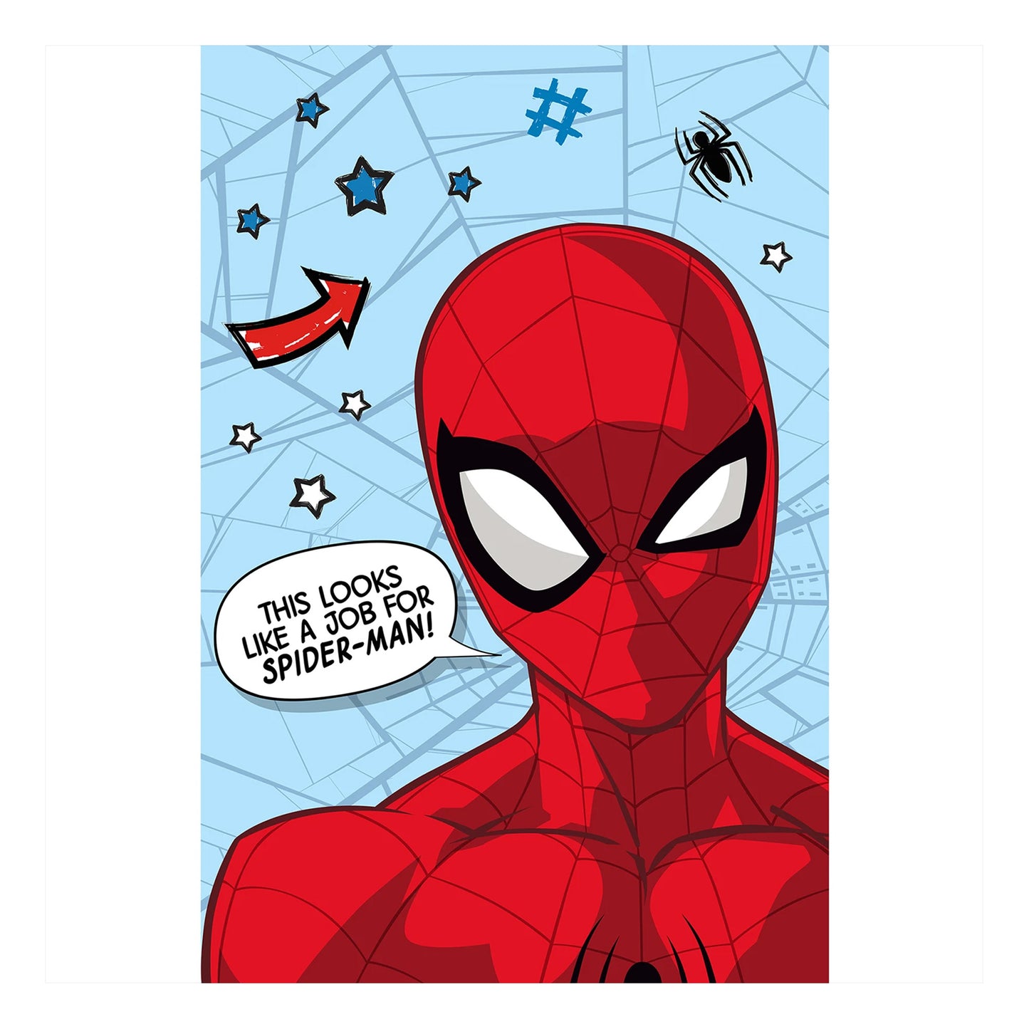 Blue-Red - Front - Spider-Man Microflannel Star Blanket