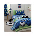 Blue-Green-White - Back - Catherine Lansfield Football Duvet Cover Set