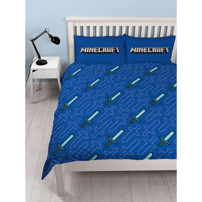 Blue-Green - Back - Minecraft Reversible Duvet Cover Set