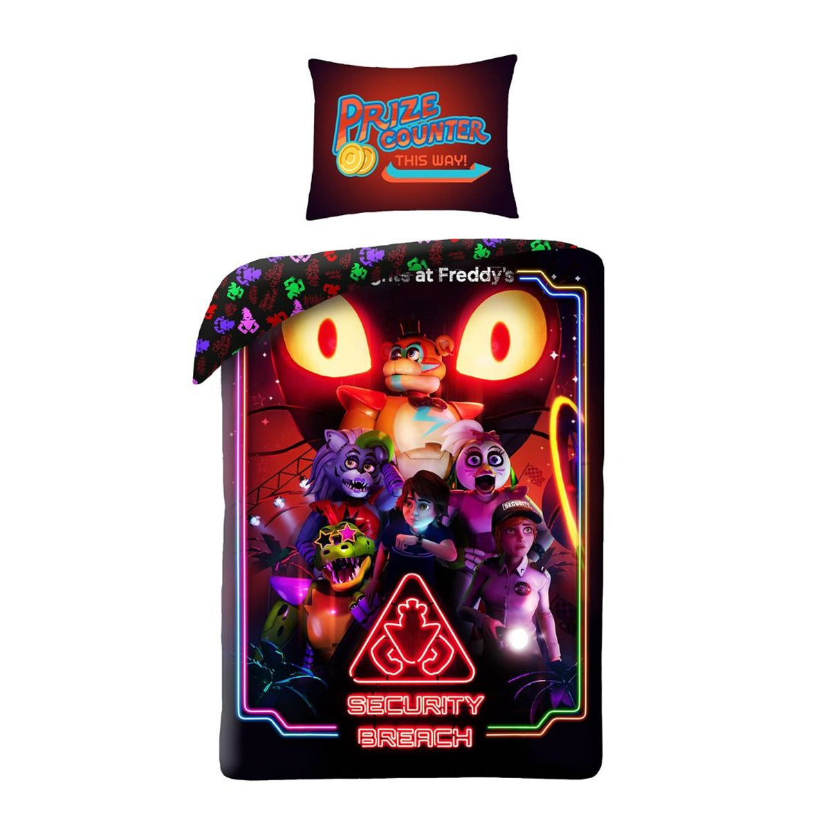 Black-Multicoloured - Front - Five Nights At Freddys Security Breach Duvet Cover Set
