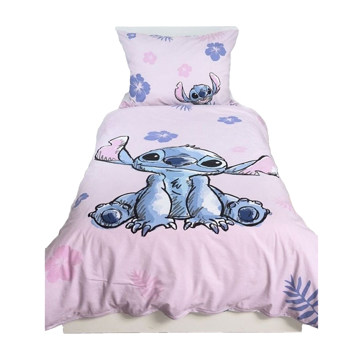 Pink-Multicoloured - Back - Lilo & Stitch Flowers Duvet Cover Set
