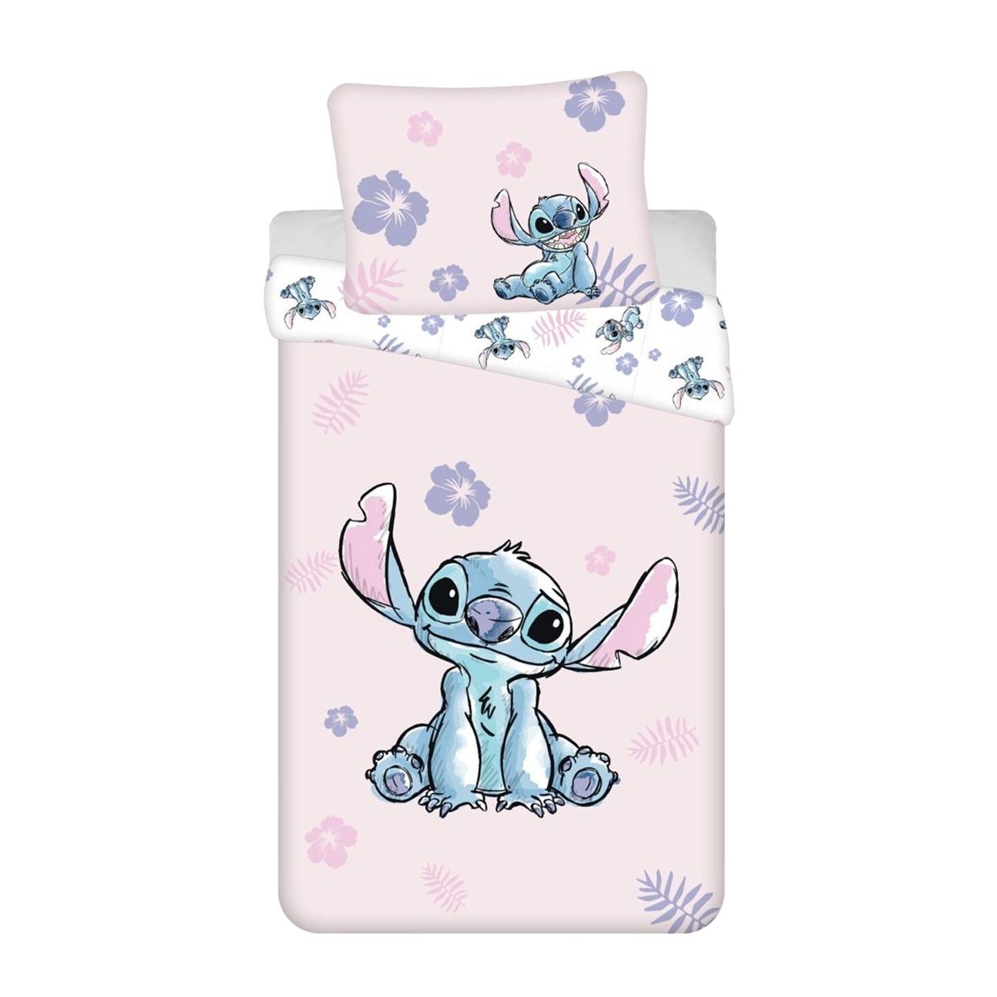 Pink-Multicoloured - Front - Lilo & Stitch Flowers Duvet Cover Set