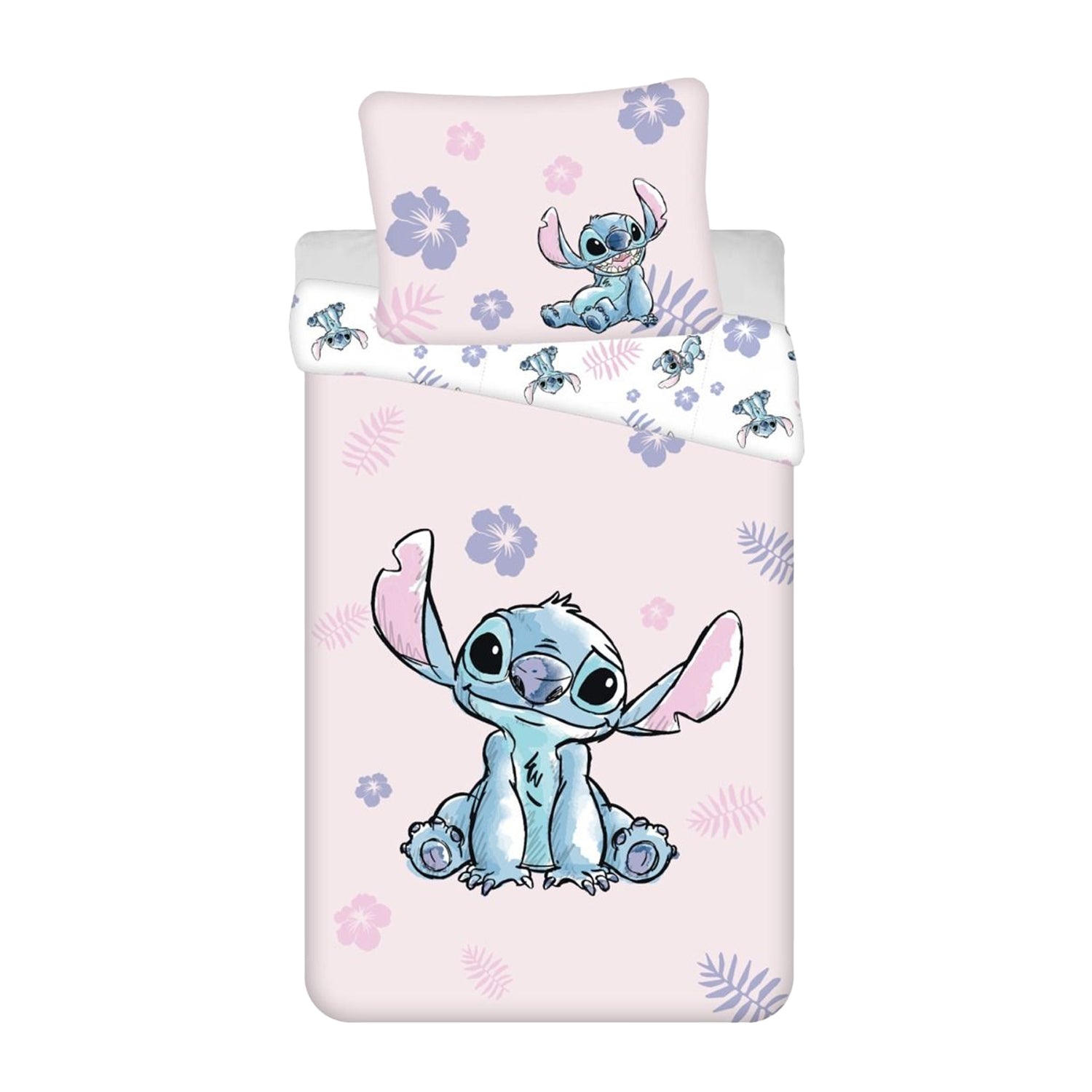 Pink-Multicoloured - Front - Lilo & Stitch Flowers Duvet Cover Set