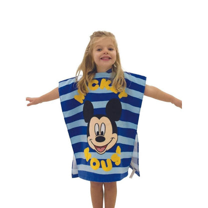 Multicoloured - Side - Disney Childrens-Kids Mickey Mouse Stripe Hooded Towel