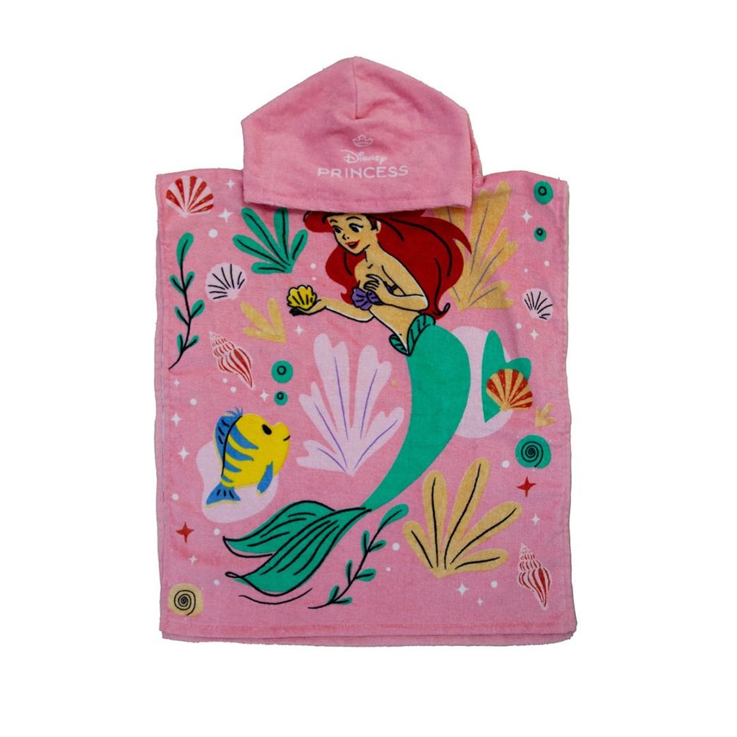 Pink-Multicoloured - Front - Disney Princess Childrens-Kids Duo Hooded Towel