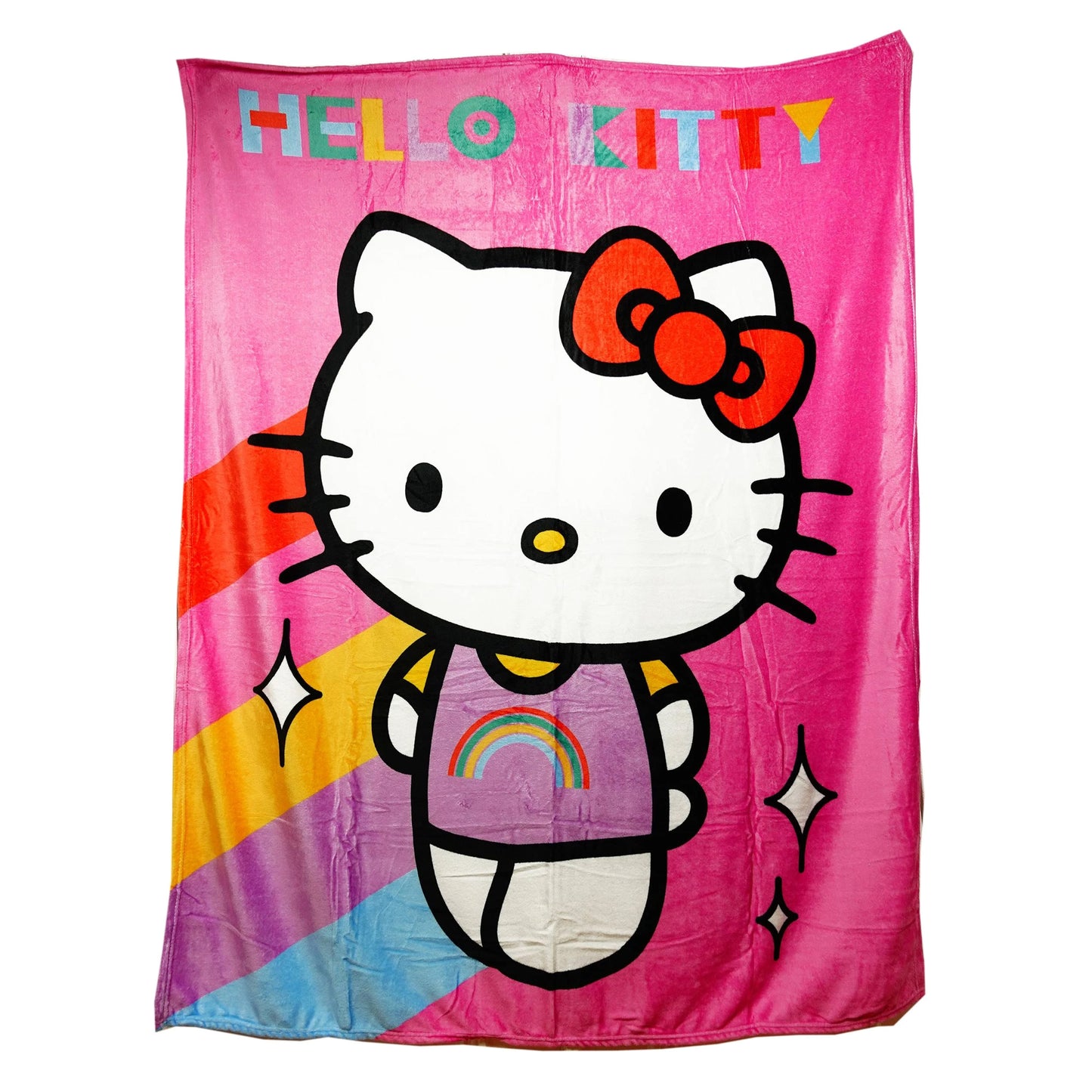 Pink - Front - Hello Kitty Fleece Rainbow Blanket