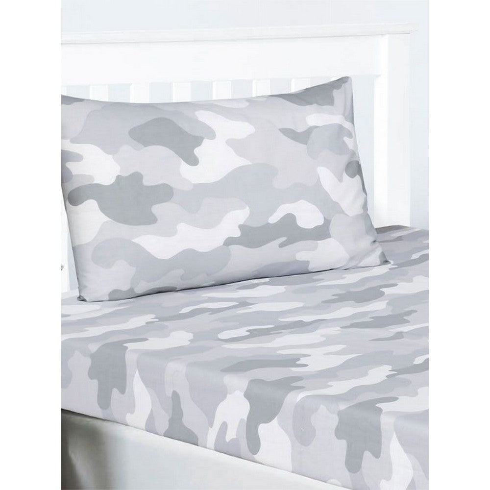 White-Grey - Back - Bedding & Beyond Camouflage Fitted Bed Sheet Set