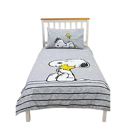 Grey-White - Back - Peanuts Reversible Panel Snoopy Duvet Cover Set