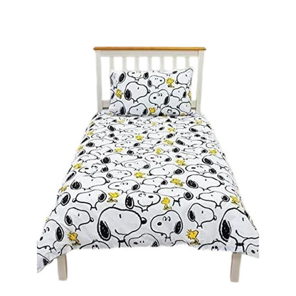 Grey-White - Side - Peanuts Reversible Panel Snoopy Duvet Cover Set