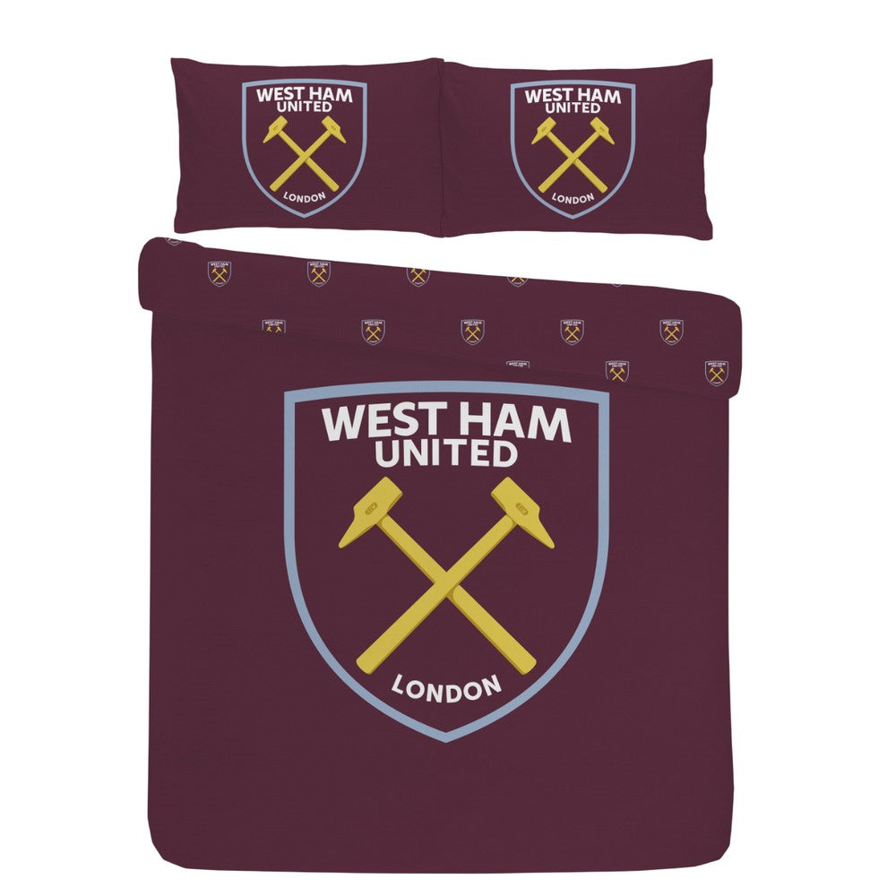 Burgundy - Front - West Ham United FC Crest Duvet Cover Set