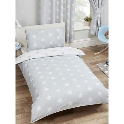 Grey-White - Side - Bedding & Beyond Stars Duvet Cover Set