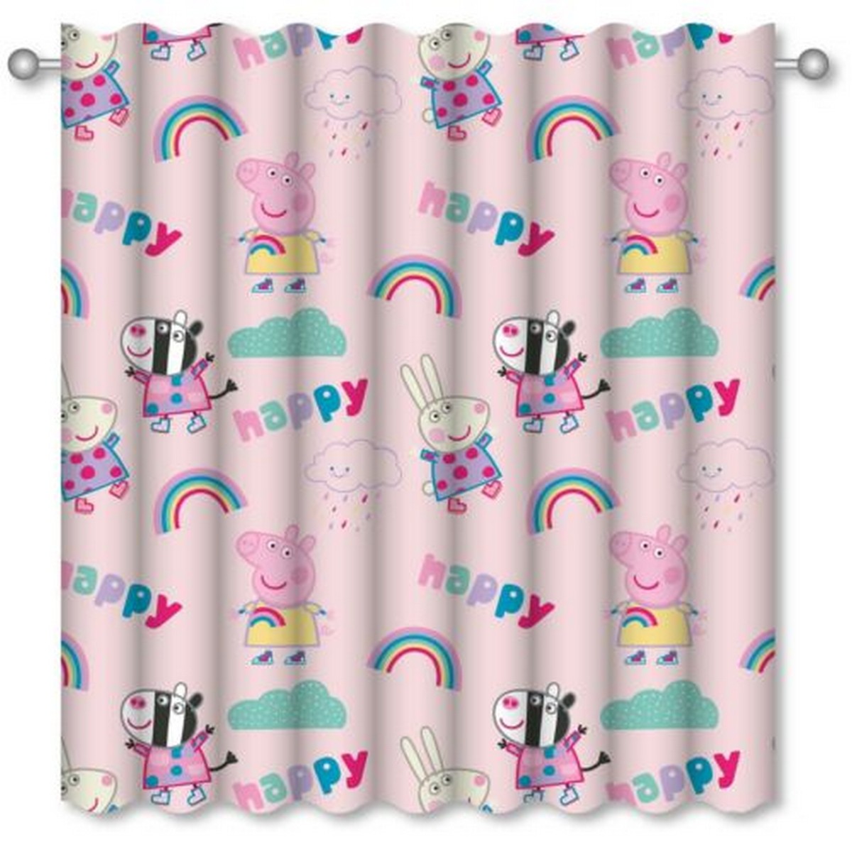 Pink - Front - Peppa Pig Storm Pencil Pleat Curtains (Pack of 2)