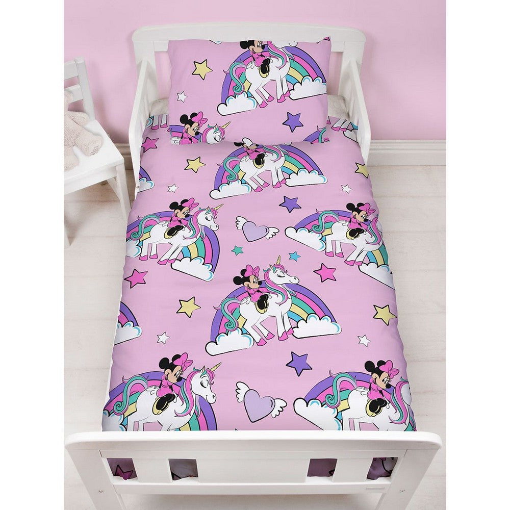 Pink - Back - Disney Childrens-Kids Believe Minnie Mouse Duvet Cover Set