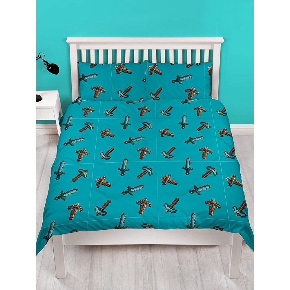 Navy-Grey-Teal - Lifestyle - Minecraft Survive Duvet Cover Set