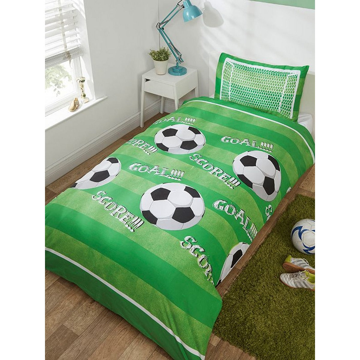 Green-White - Front - Rapport Goal Football Duvet Cover Set